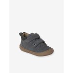 Bottillons  scratchs cuir souple bb premiers pas bleu jean
