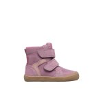 Bottines barefoot enfant en daim et tissu koddas � scratch, imperm�ables rose - magnolia