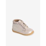Bottines bébé premiers pas cuir à lacets beige irisé Bottines bébé premiers pas cuir à lacets beige irisé