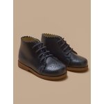 Bottines bout fleuri cuir b�b� marine