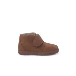 Bottines � brides larges adh�rentes en fourrure camel