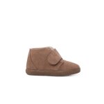Bottines � brides larges adh�rentes en fourrure taupe