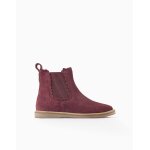 Bottines chelsea avec bordure festonne mauve clair
