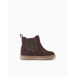 Bottines chelsea en daim  effet festonn marrn
