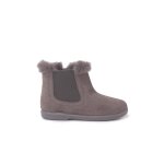 Bottines chelsea pour filles avec col en fourrure gris