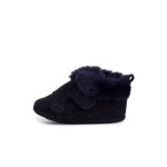 Bottines en cuir fourrure velours bleu marine