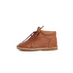 Bottines en cuir � lacets monkey face couleur cuir