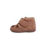 Bottines en daim avec fermeture adh�rente taupe