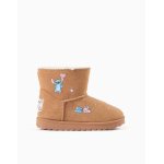 Bottines avec doublure en peluche douce synth�tique et imprim�s stitch beige fonc�