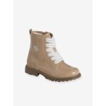 Bottines enfant fille collection maternelle zippes et lacets lastiqus rose nude