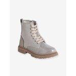 Bottines enfant fille laces et zippes or