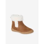 Bottines enfant fille synthtique fourres zippes marron
