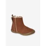 Bottines enfant fille synthtique zippes marron