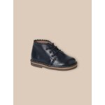 Bottines festonnées en cuir marine Bottines festonnées en cuir marine