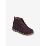 Bottines laces cuir bb fille bordeaux