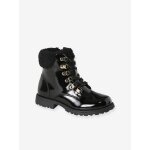 Bottine avec lacets fausse fourrure fille noir