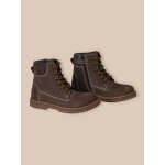 Bottines montantes en cuir garon chocolat