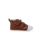 Bottine sport en cuir � bout blanc couleur cuir