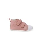 Bottine sport en cuir � bout blanc rose