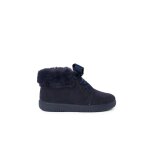Bottines en su�de fille col fourrure lacets en satin bleu marine
