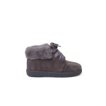 Bottines en su�de fille col fourrure lacets en satin gris