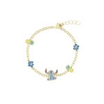 Bracelet en laiton plaqu or stitch ananas & fleur multicolor