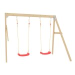 Bras de portique 2 balan�oires bois fsc� marron - rouge