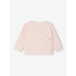Brassi�re b�b� naissance tricot point mousse coton et laine rose p�le