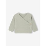 Brassi�re b�b� naissance tricot point mousse coton et laine vert sauge