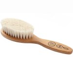 Brosse � cheveux b�b� en h�tre rouge et soie de ch�vre beige