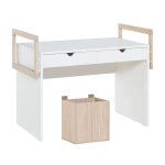 Bureau 2 tiroirs avec cube stige blanc