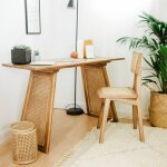 Bureau / console en bois et cannage - wocca miel