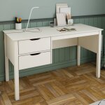 Bureau  deux tiroirs pin massif leopold blanc