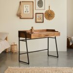 Bureau enfant en bois de manguier massif et mtal 114 hedda marron