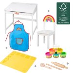 Bureau enfant avec chaise + 6 ptes  modeler play - doh et accessoires blanc - multicolore