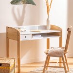 Bureau enfant primaire avec tiroir et �tag�re - tod blanc
