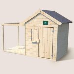 Cabane bois enfant avec pergola et comptoir epicerie beige