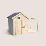 Cabane bois enfant avec pergola et comptoir epicerie beige