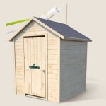 Cabane en bois avec fen�tre et bo�te aux lettres garance beige