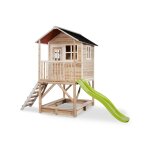 Cabane en bois loft - avec toboggan, v�randa et bac � sable naturel