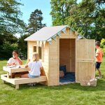 Cabane en bois avec table pique - nique tiana marron