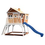 Cabane en bois avec toboggan bleu Cabane en bois avec toboggan bleu