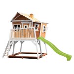 Cabane en bois avec toboggan vert citron Cabane en bois avec toboggan vert citron