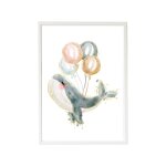 Cadre mural enfant baleine ballon multi coloured