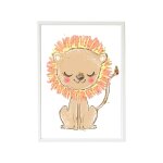 Cadre mural enfant lion multi coloured