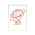 Cadre mural enfant singe multi coloured