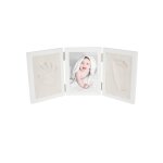 Cadre photo en bois - empreinte en pltre triptychon