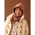 Cagoule fille en maille ctele mauve