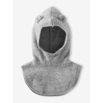 Cagoule avec plastron bébé fille en maille gris chiné Cagoule avec plastron bébé fille en maille gris chiné