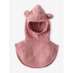 Cagoule avec plastron bébé fille en maille rose pâle Cagoule avec plastron bébé fille en maille rose pâle